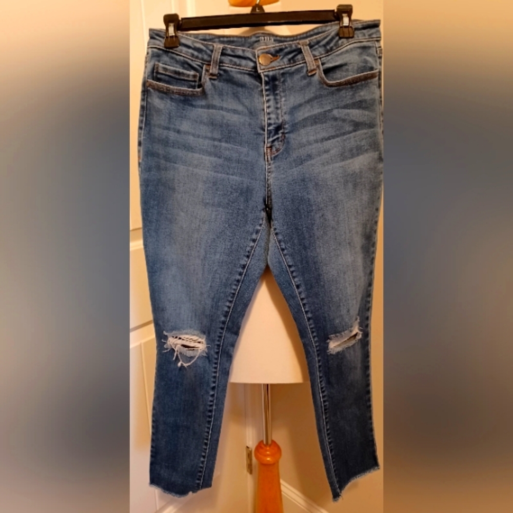 A.N.A. Women's Blue Distressed Jeggings Sz 14 #0206